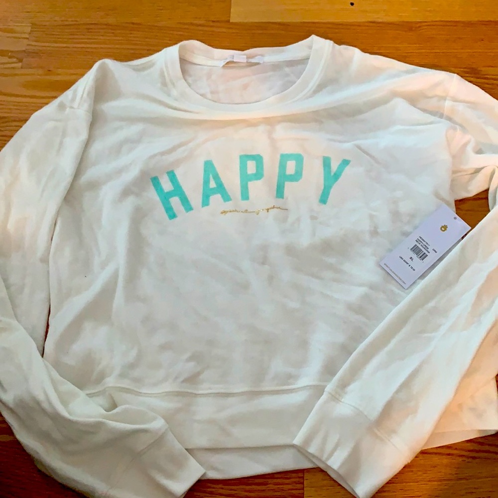 NWT white “ happy” spiritual Gangster sweatshirt